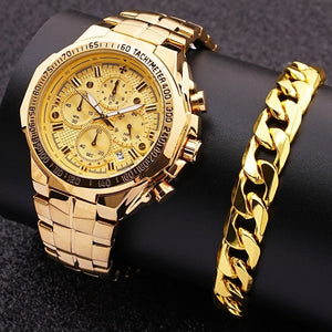 Wwoor Luxury Sports Relogio Masculino Men's Watch - Full Steel Waterproof Chronograph Quartz Wristwatch