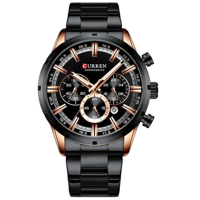 Curran Luxury Sports Quartz Men's Watch - Full Steel Waterproof Chronograph Wristwatch