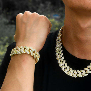 18K Gold/Silver Cuban Chain with Cuban Bracelet