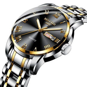 Belushi Luxury Quartz Men's Business Wristwatch - Waterproof Stainless Steel Anti-Scatch Watch