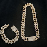 18K Gold/Silver Cuban Chain with Cuban Bracelet