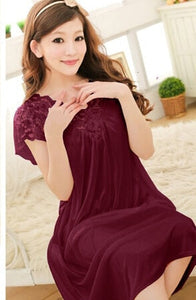 Women Black Lace Sexy Nightdress Girls Plus Size Bathrobe Large Size Sleepwear Nightgown Y02-2