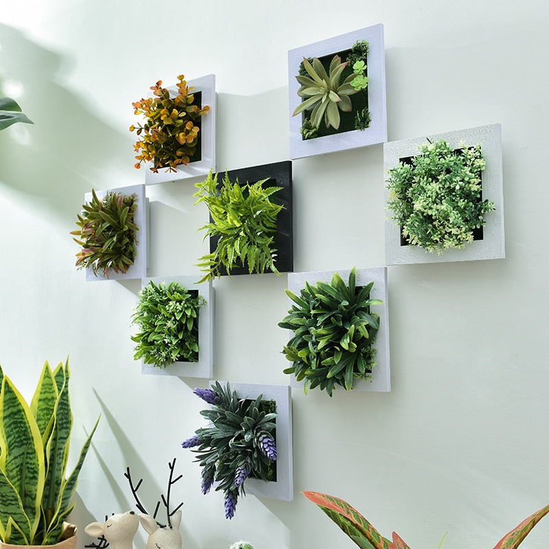 Artificial Plants Wall Decor Decoration for Bedroom Home Decor Artificial Plants Decoration Succulents Frame Wall Hanging Decor