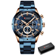 Load image into Gallery viewer, Curran Luxury Sports Quartz Men's Watch - Full Steel Waterproof Chronograph Wristwatch
