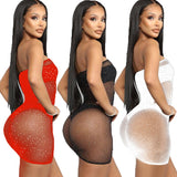 Sheer Mesh Nightdress Lingerie Clubwear Sexy Women Nightgrown See Through Strapless Mini Dress Female Elasticity Homewear