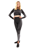 Escolta Seamless Legging & Sports Top Set - Black & Charcoal Grey