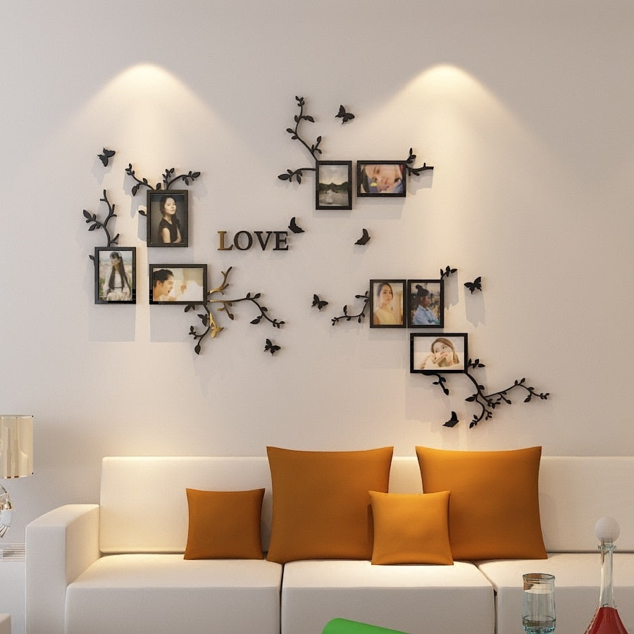 LOVE Letters 3D Acrylic Wall Stickers Photo Frames Sticker DIY Wall Decora Poster Family Picture Hanging Living Room Home Decor