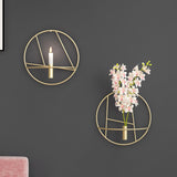 Modern Art 3D Circle Metal Candle Holder Wall Hanging Home Bedroom Decor Art Crafts Candlestick Geometric Candlestick Metal Deco