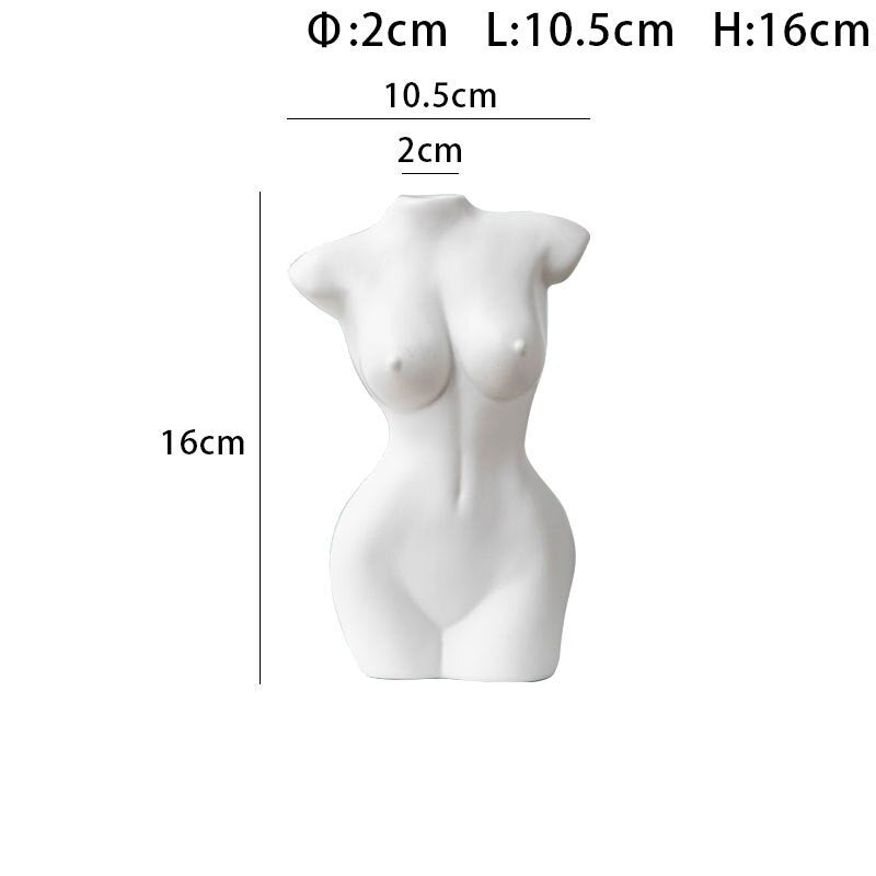 6.3inch Female Body Vase for Home Decor 16cm Ceramic Sculpture Vases for Boho Home Decor Creative Vase for Floral Arrangement