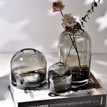 Load image into Gallery viewer, Flower Vase Grey Glass Living Room Decoration Terrarium Vase Morden Deco Home Terrarium for Flower Vases Wedding Decor вазы
