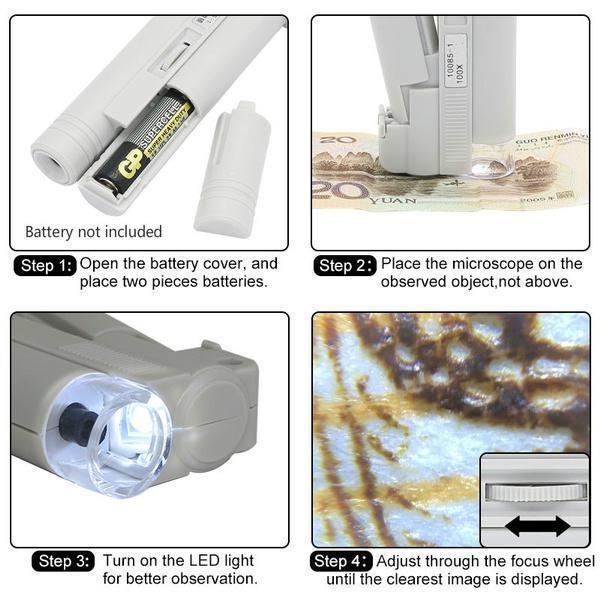 Professional 40X-100X HD Mini Pocket Portable Handheld Microscope - The Gadgets Emporium