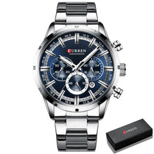 Load image into Gallery viewer, Curran Luxury Sports Quartz Men's Watch - Full Steel Waterproof Chronograph Wristwatch

