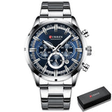 Curran Luxury Sports Quartz Men's Watch - Full Steel Waterproof Chronograph Wristwatch