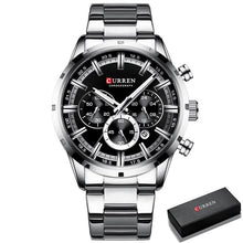 Load image into Gallery viewer, Curran Luxury Sports Quartz Men's Watch - Full Steel Waterproof Chronograph Wristwatch
