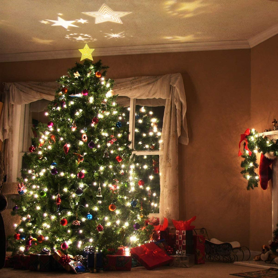 Christmas Tree Top Light Star with LED Projector Lights for Christmas Holiday Party Decoration - The Gadgets Emporium