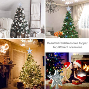 Christmas Tree Top Light Star with LED Projector Lights for Christmas Holiday Party Decoration - The Gadgets Emporium