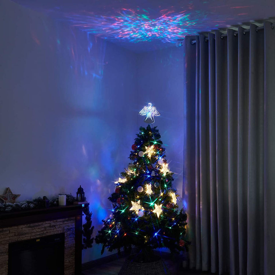 Christmas Tree Top Light Star with LED Projector Lights for Christmas Holiday Party Decoration - The Gadgets Emporium