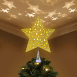 Christmas Tree Top Light Star with LED Projector Lights for Christmas Holiday Party Decoration-Silver