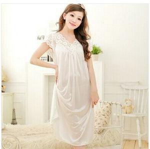 Women Black Lace Sexy Nightdress Girls Plus Size Bathrobe Large Size Sleepwear Nightgown Y02-2