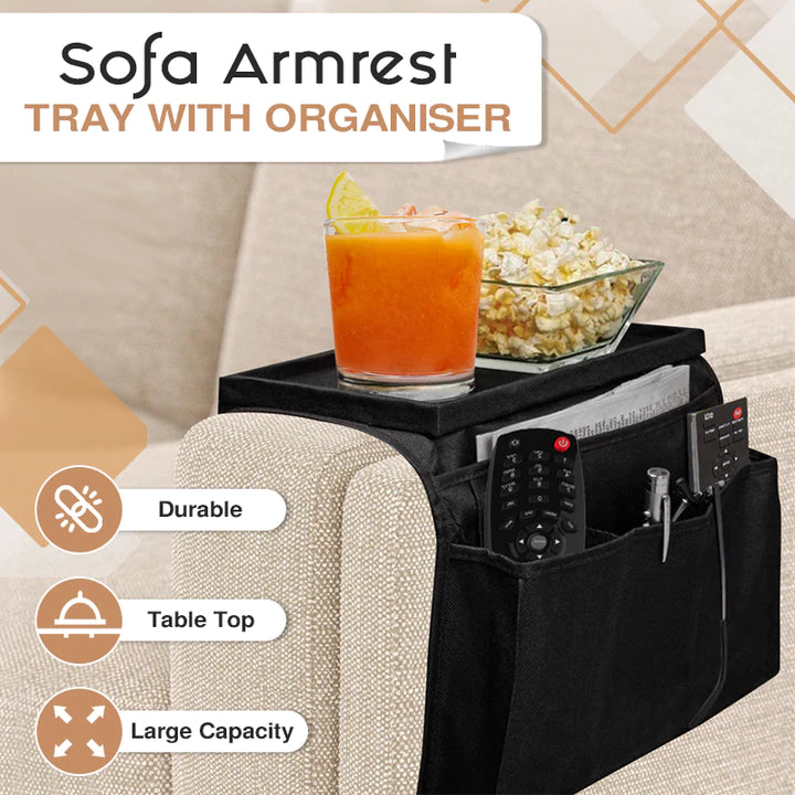 Sofa Armrest Tray With Organizer