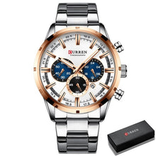 Load image into Gallery viewer, Curran Luxury Sports Quartz Men's Watch - Full Steel Waterproof Chronograph Wristwatch
