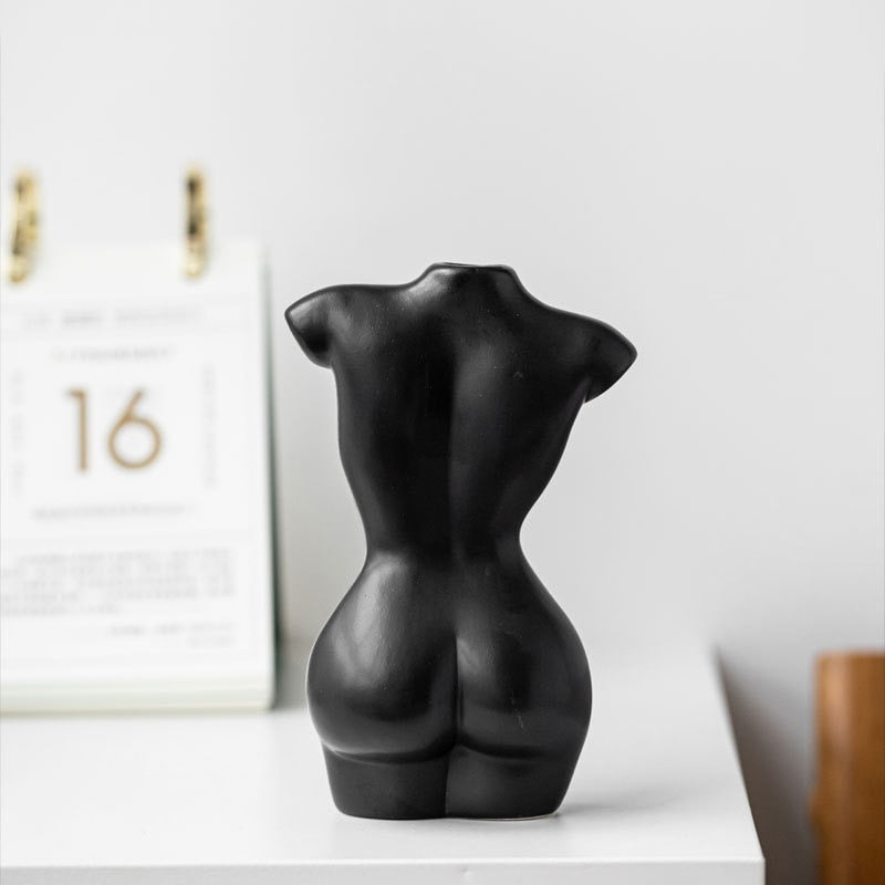 6.3inch Female Body Vase for Home Decor 16cm Ceramic Sculpture Vases for Boho Home Decor Creative Vase for Floral Arrangement