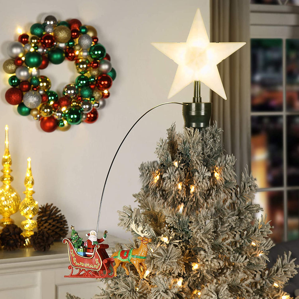 Christmas Tree Top Light Star with LED Projector Lights for Christmas Holiday Party Decoration - The Gadgets Emporium