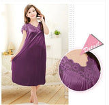 Women Black Lace Sexy Nightdress Girls Plus Size Bathrobe Large Size Sleepwear Nightgown Y02-2