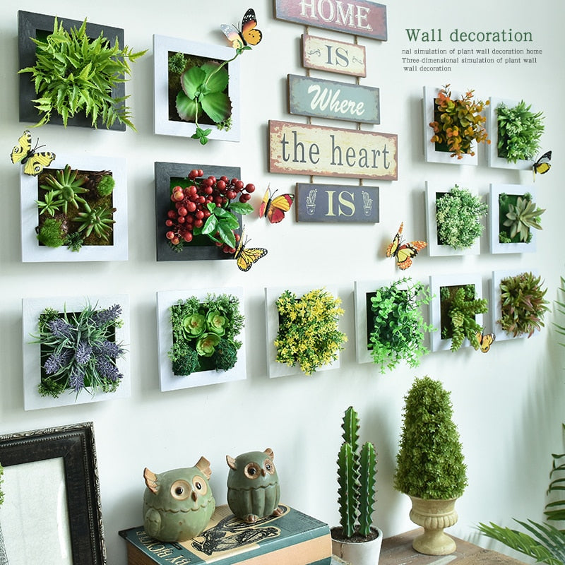 Artificial Plants Wall Decor Decoration for Bedroom Home Decor Artificial Plants Decoration Succulents Frame Wall Hanging Decor