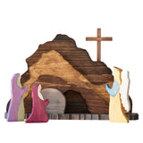 Easter Scene Wooden Decoration Easter Decor Wooden Cross Resurrection Scene Decor Wooden Nativity Set Home Decor Ornament