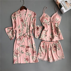 Spaghetti Strap  Printing  Lace Sexy Women Pajamas V-Neck With Pad Female Summer Pajama Set Summer Fashion Female Sleepwear