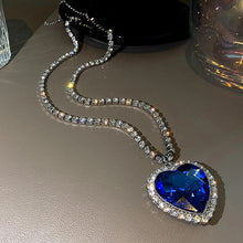 Load image into Gallery viewer, Crystal Heart Necklace - Titanium Pendant Rhinestone Necklace Titanic
