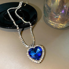 Load image into Gallery viewer, Crystal Heart Necklace - Titanium Pendant Rhinestone Necklace Titanic
