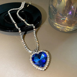 Crystal Heart Necklace - Titanium Pendant Rhinestone Necklace Titanic