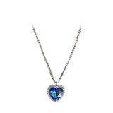 Crystal Heart Necklace - Titanium Pendant Rhinestone Necklace Titanic