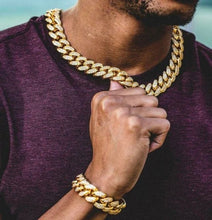 Load image into Gallery viewer, 18K Gold/Silver Cuban Chain with Cuban Bracelet
