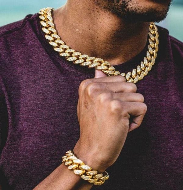 18K Gold/Silver Cuban Chain with Cuban Bracelet