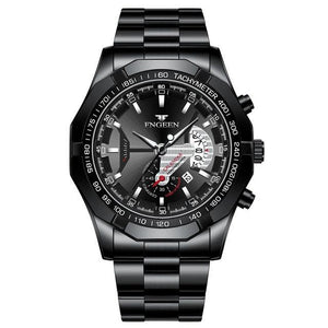 Fngeen Luxury Sports Quartz Men's Watch - Full Steel Waterproof Calender Wristwatch - Theshinemart