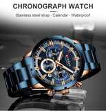 Curran Luxury Sports Quartz Men's Watch - Full Steel Waterproof Chronograph Wristwatch - Theshinemart