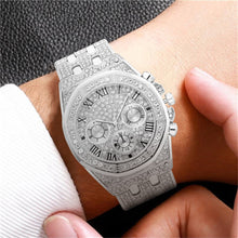 Load image into Gallery viewer, Relogio Masculino Luxury Full Diamond Gold Stainless Steel Quartz Wristwatch
