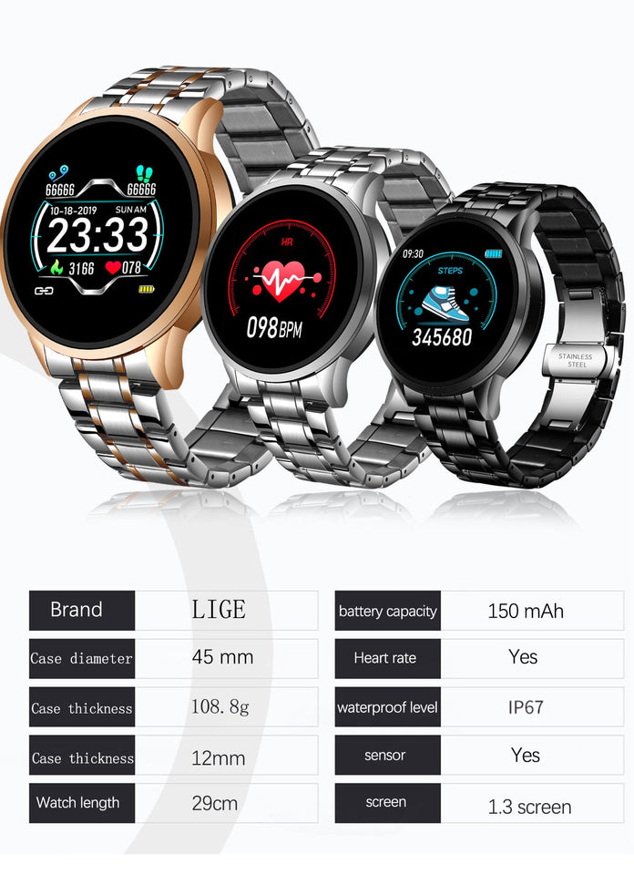 Lige Luxury Smart Watch - Sports Smart Wristwatch For Men IOS & Android - Theshinemart