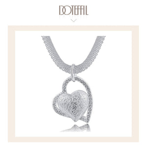 Doteffil Double Heart Necklace - 925 Sterling Silver Zircon Pendant