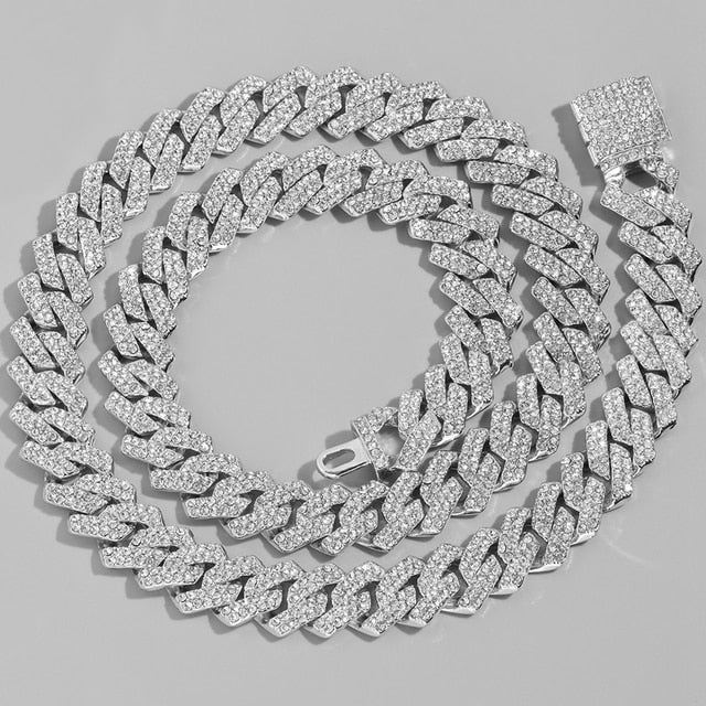 18K Gold/Silver Cuban Chain with Cuban Bracelet