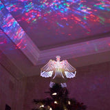 Christmas Tree Top Light Star with LED Projector Lights for Christmas Holiday Party Decoration-Silver