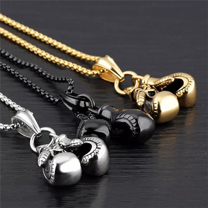 Fitness Boxing Gloves Metal Necklace