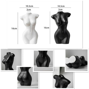 6.3inch Female Body Vase for Home Decor 16cm Ceramic Sculpture Vases for Boho Home Decor Creative Vase for Floral Arrangement