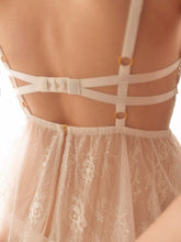 Load image into Gallery viewer, Sexy Lingerie Female Winter Water Soluble Floating Flower Eyelash Lace Perspective Temptation Sling Nightgown Sleepwear
