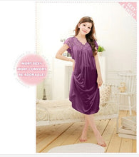 Load image into Gallery viewer, Free Shipping Women White Lace Sexy Nightdress Girls Plus Size Large Size Sleepwear nightgownY02-1
