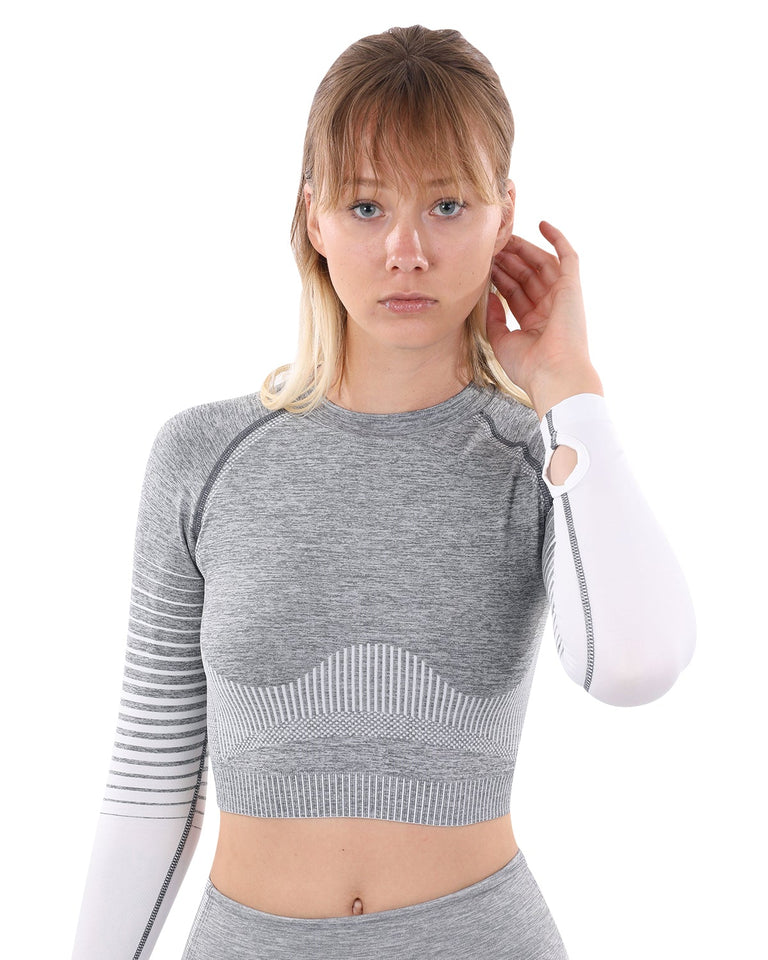 Bocana Seamless Sports Top - Grey & White