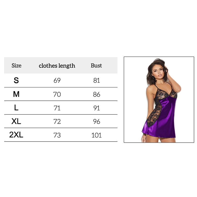 2021 Sexy V-Neck Lingerie Night Dress Sleeveless Ladies Satin Nightgown See Through Lace Sleepwear Nightwear for Women